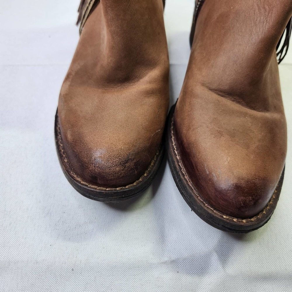 Circle G by Corral Womens Fringe Ankle Boots Tan Distressed Leather Q0007 7.5M - Picture 7 of 13